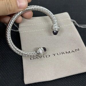 David Yurman Twisted Silver Bracelet with Dark Accents